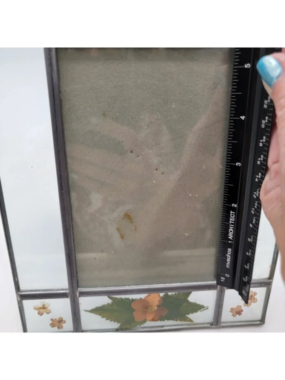 Vintage Pressed Flowers Stained Glass Photo Frame